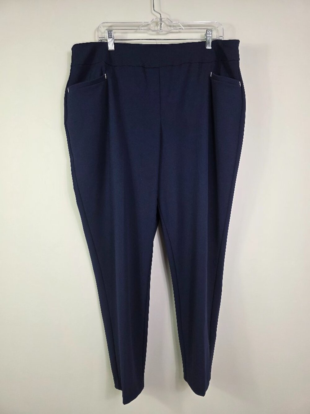 Cato Women's Pants Size 18/20W Navy Blue Pull-On Stretch Elastic Waist Mid-Rise